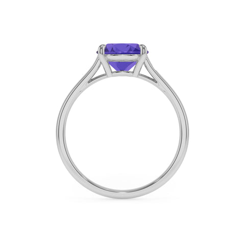 lab grown tanzanite cushion solitaire engagement ring