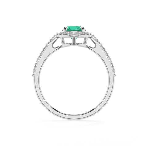 lab-grown emerald oval half eterity halo solitaire engagement ring