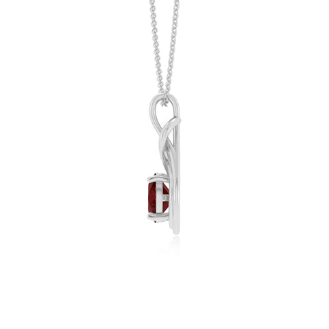 natural garnet round shape solitaire infinity knot pendant necklace