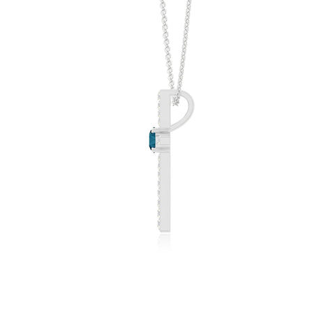 natural london-blue-topaz cross necklaces in sterling silver 