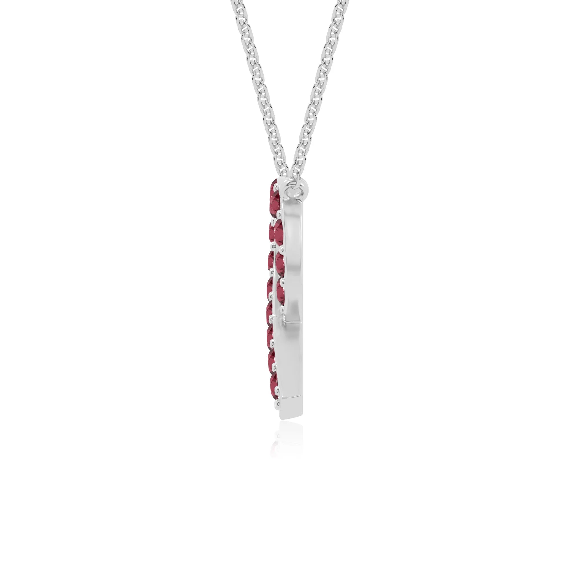 natural ruby cancer ribbon necklaces in sterling silver 