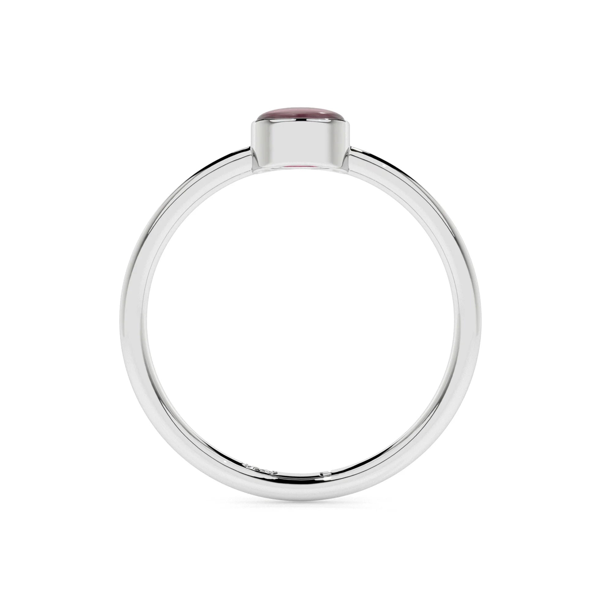 pink tourmaline round cab stackable bezel-set ring