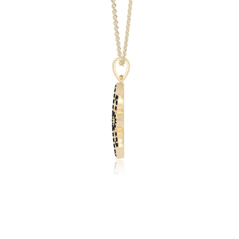 natural black-onyx flower necklaces in yellow gold vermeil 