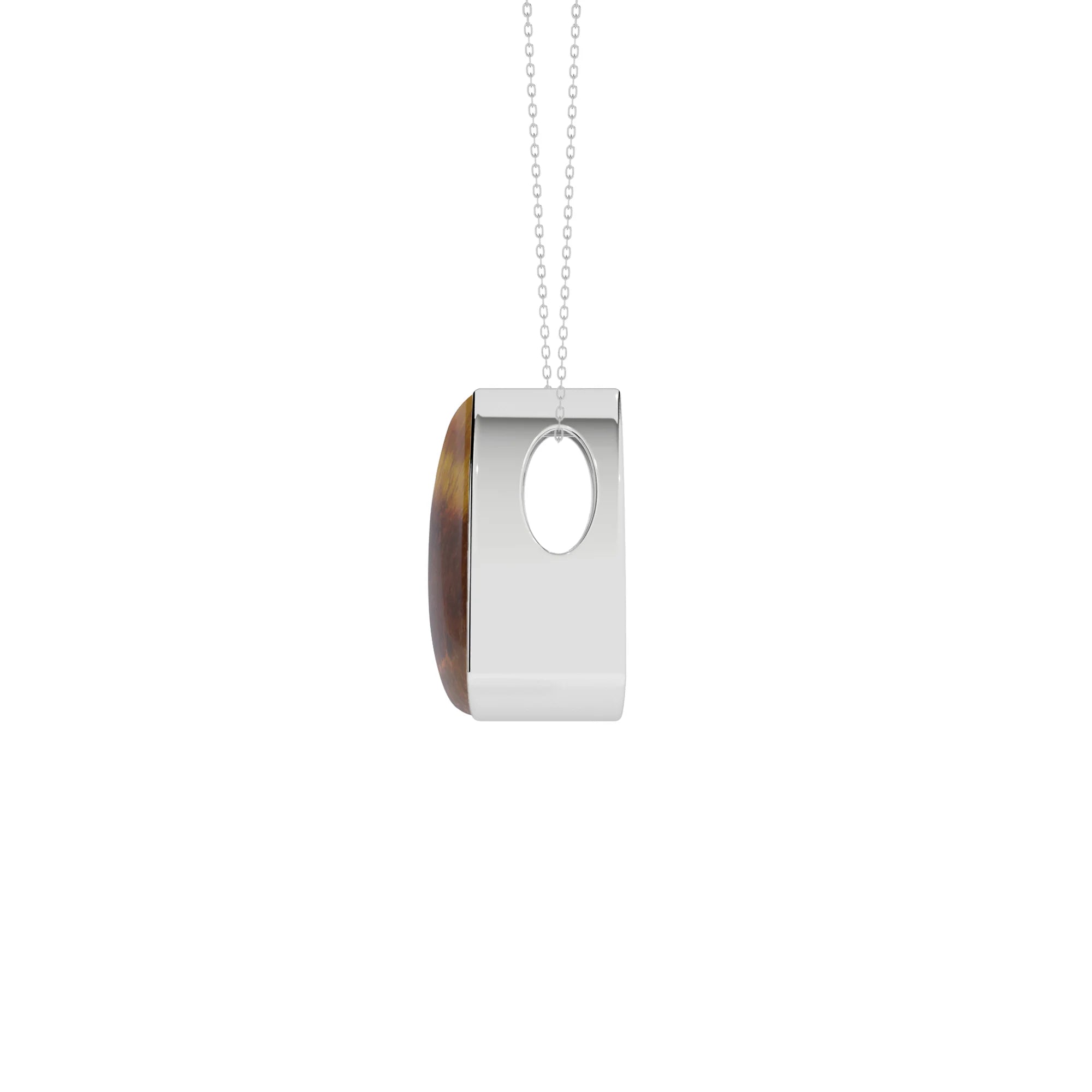 natural tiger-eye trillion shape pendant necklace
