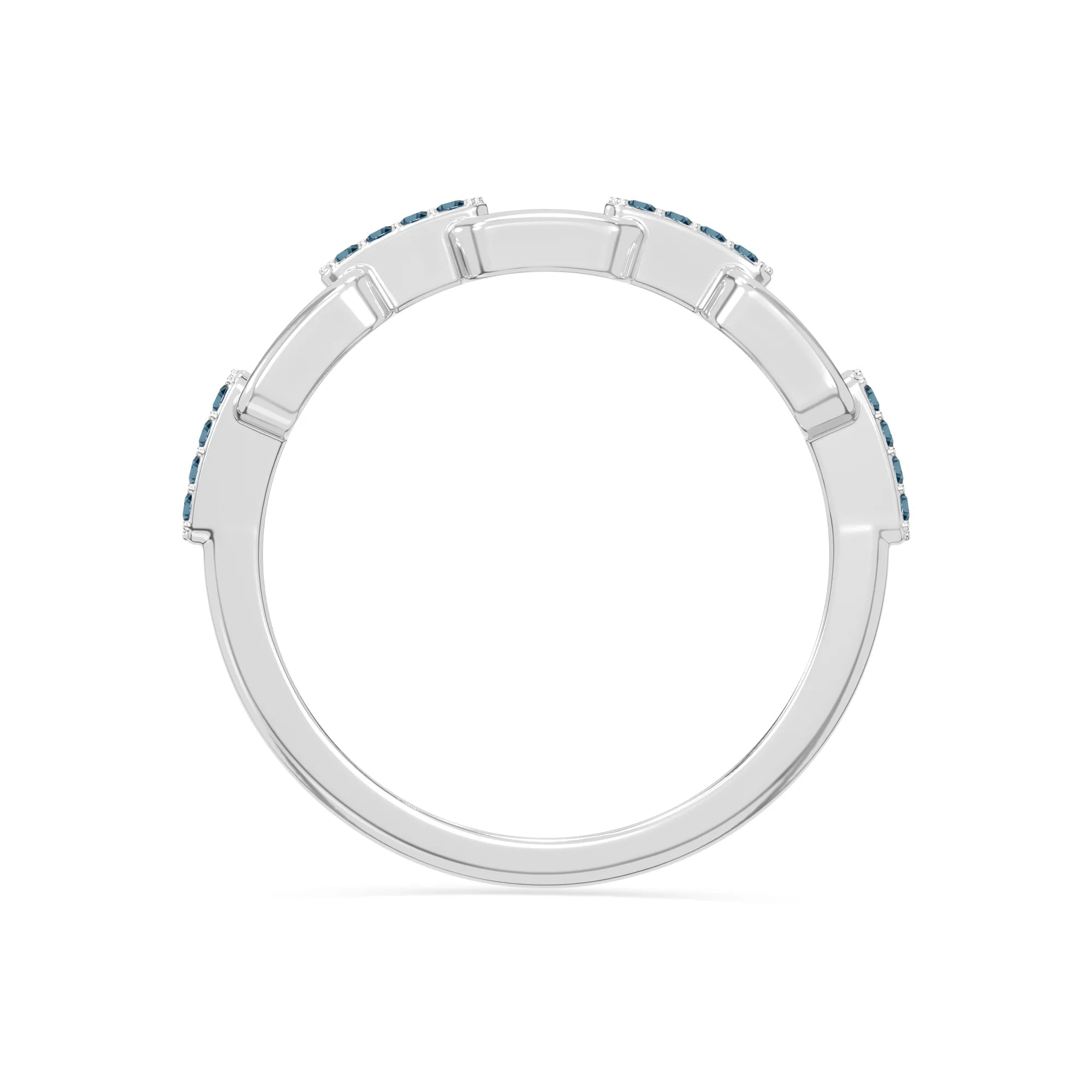 natural london blue topaz interlocking wedding band rings in sterling silver 