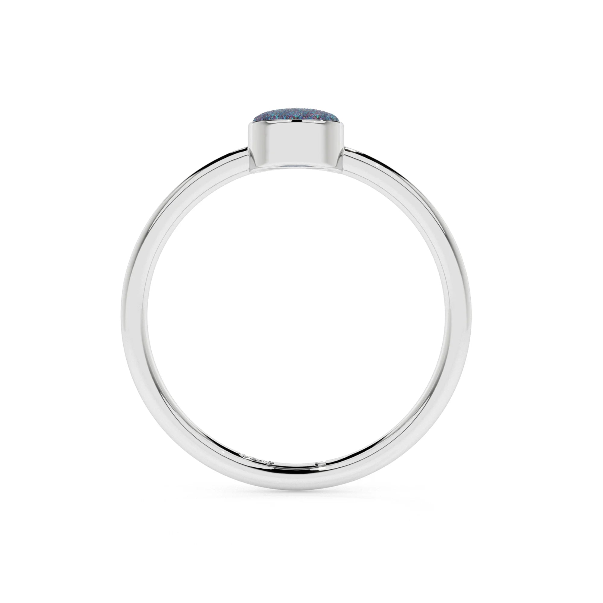 titanium druzy round cab stackable bezel-set ring