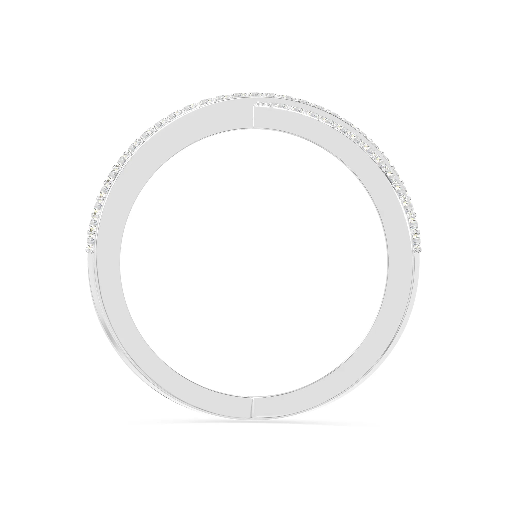 natural moissanite criss cross band rings in sterling silver 