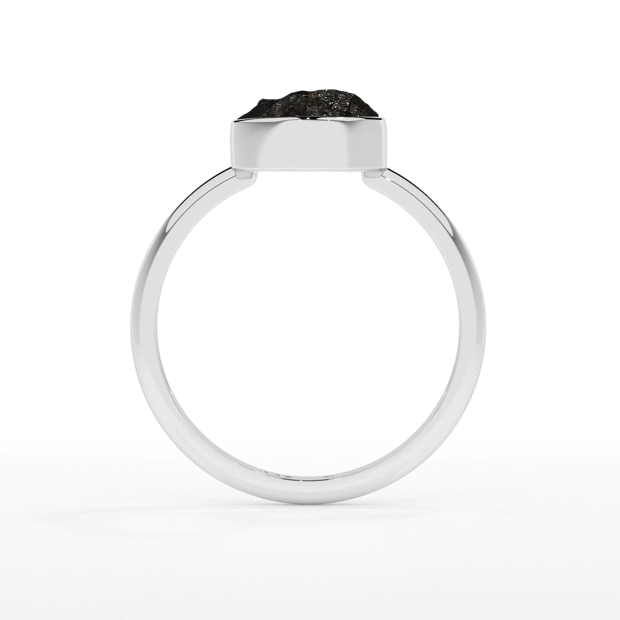 black-tourmaline rough shape stackable bezel-set ring