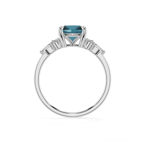 natural london blue topaz cushion solitaire engagement ring