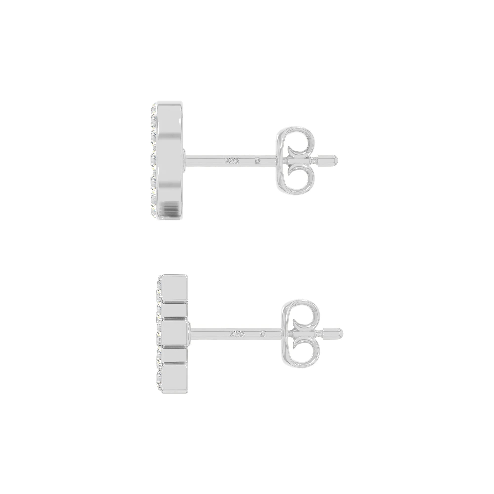 moissanite love stud earrings in sterling silver 