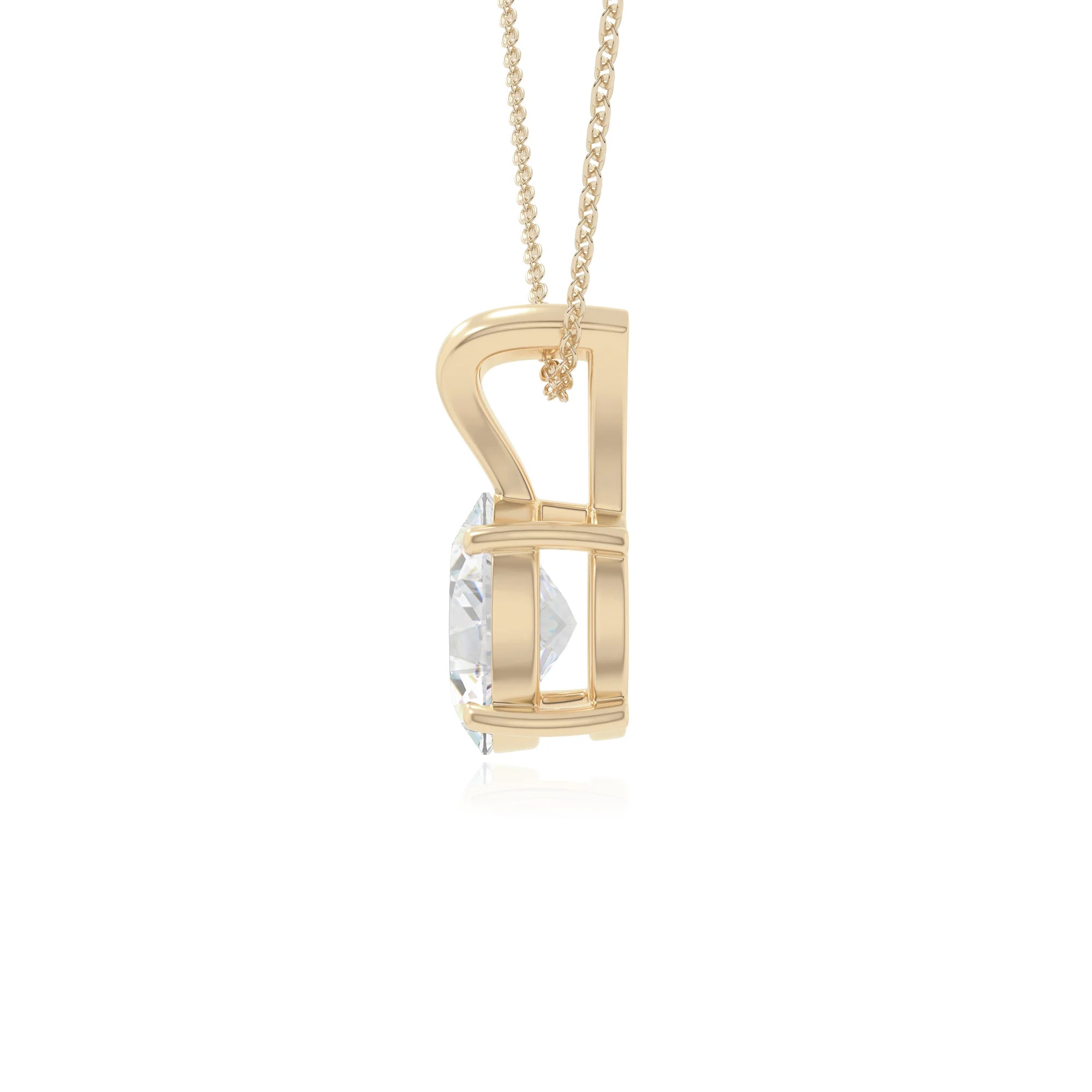 moissanite v-bale solitaire necklaces in yellow gold vermeil 