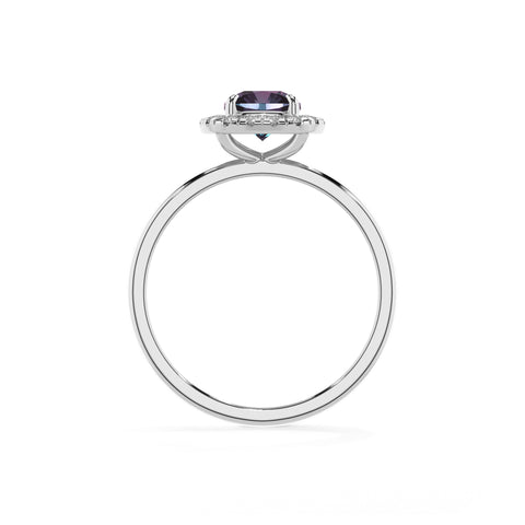 lab grown alexandrite cushion halo solitaire engagement ring