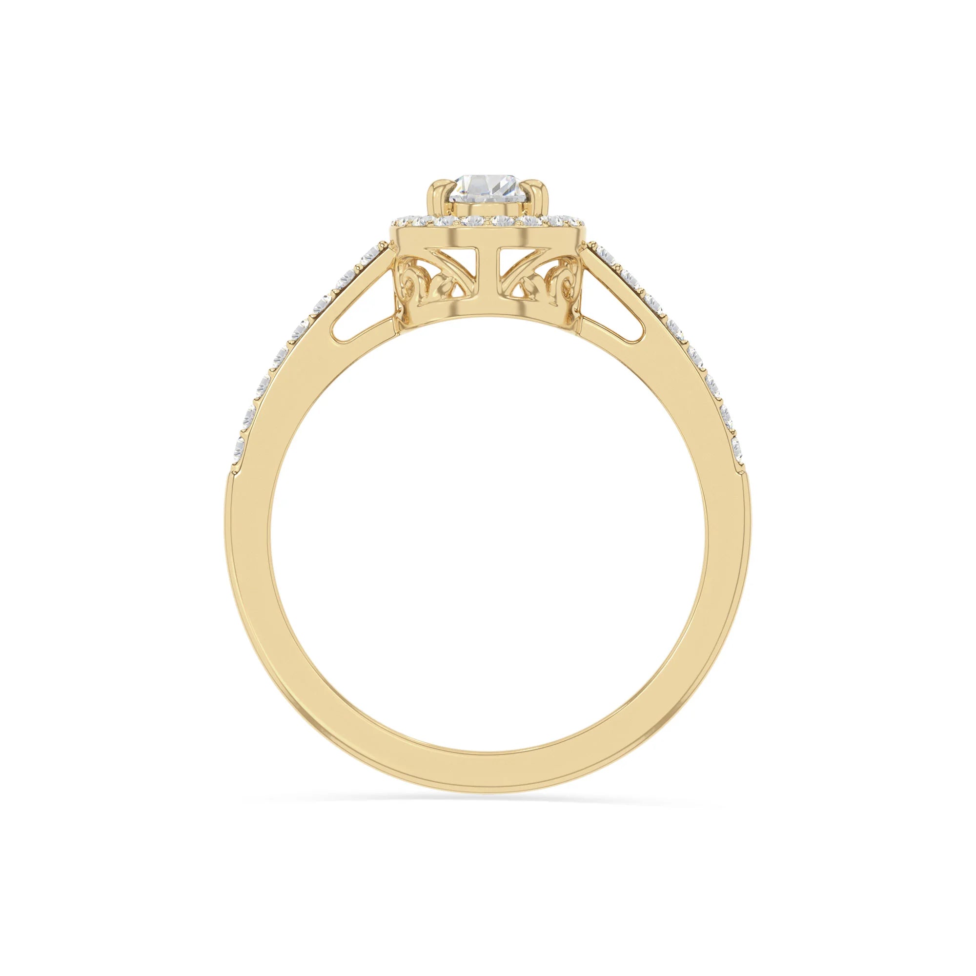 natural moissanite solitaire halo engagement rings in yellow gold vermeil