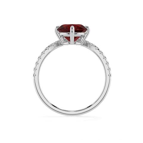 natural garnet round solitaire engagement ring