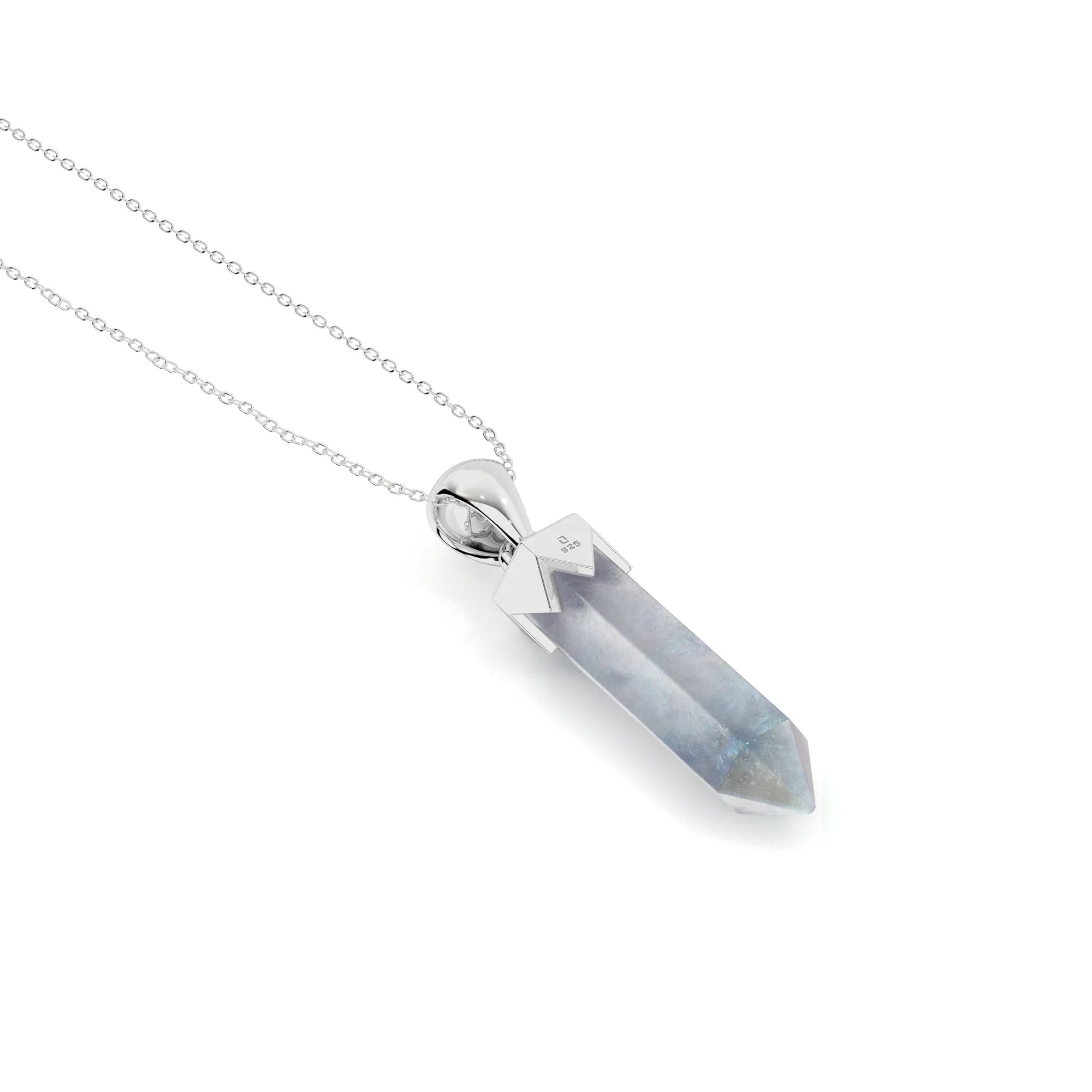 natural rainbow-moonstone hexagon shape pendant necklace