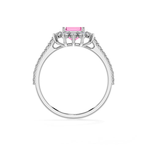 lab-grown pink-sapphire emerald half eterity halo solitaire engagement ring