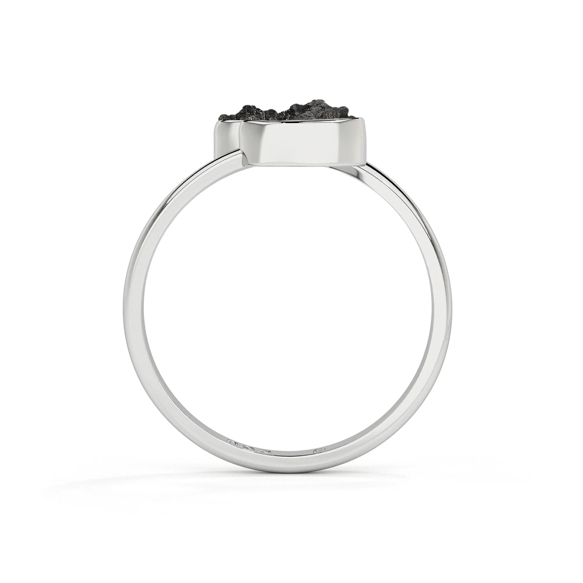 shungite rough shape stackable bezel-set ring