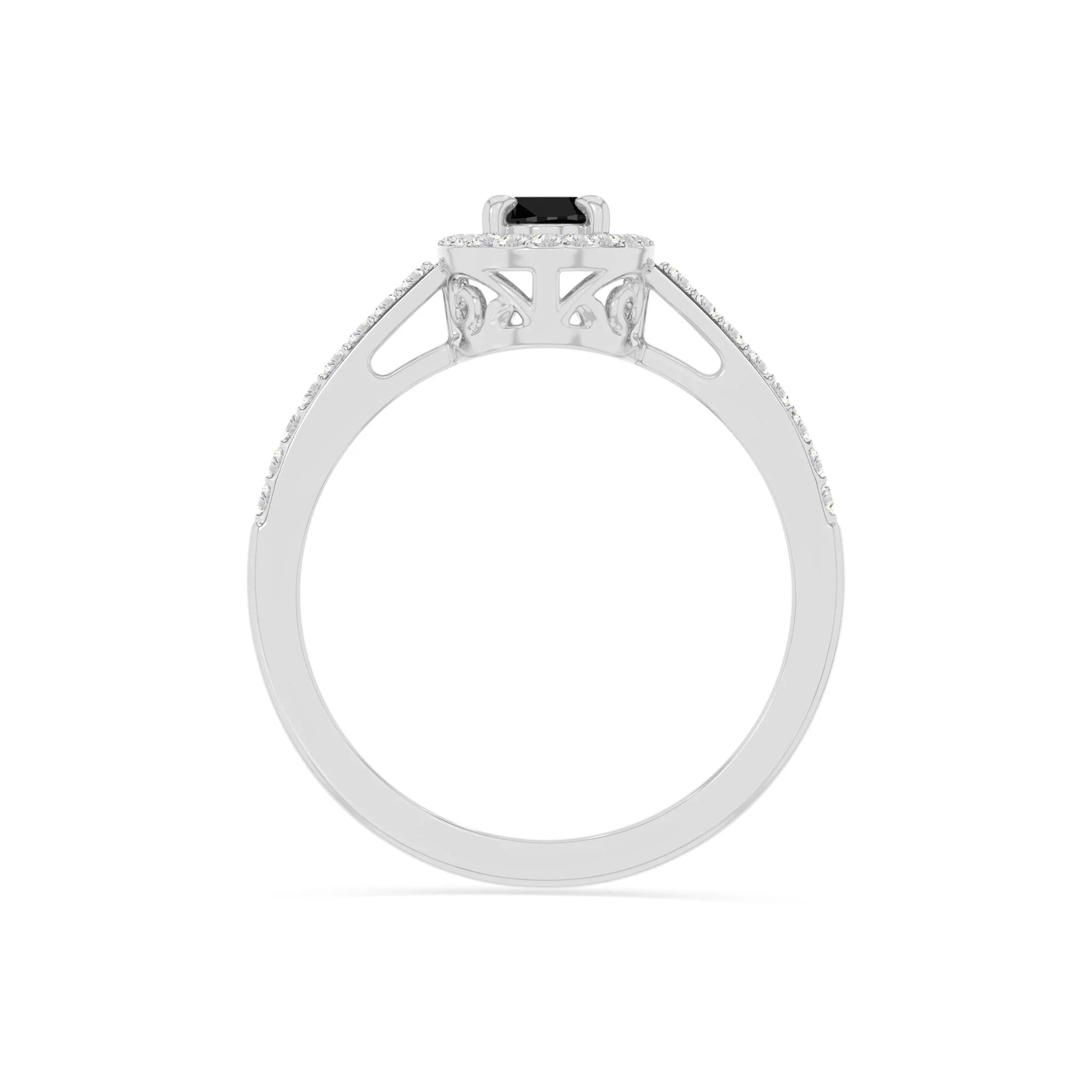 natural black onyx solitaire halo engagement rings in sterling silver 
