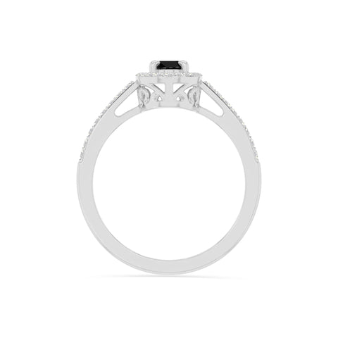 natural black onyx solitaire halo engagement rings in sterling silver 