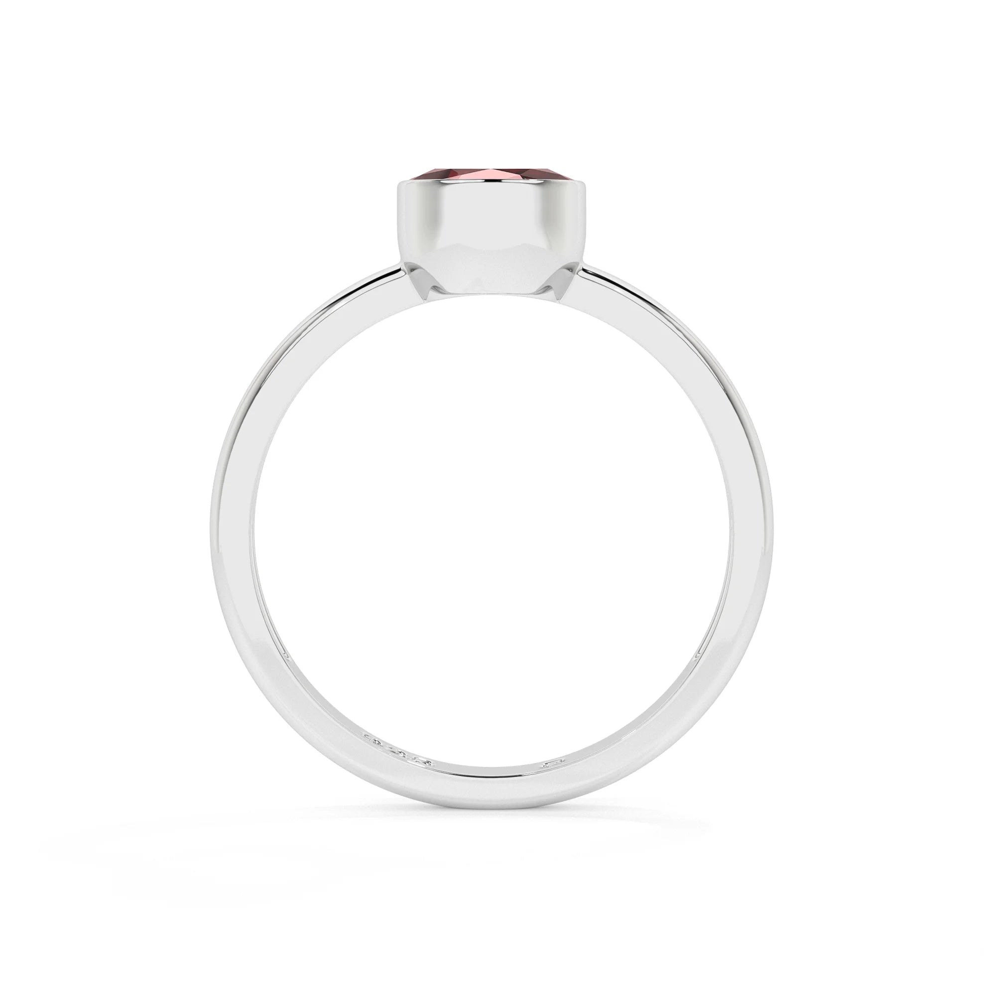 red garnet oval cut stackable bezel-set ring