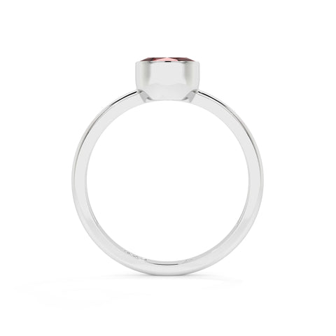 red garnet oval cut stackable bezel-set ring