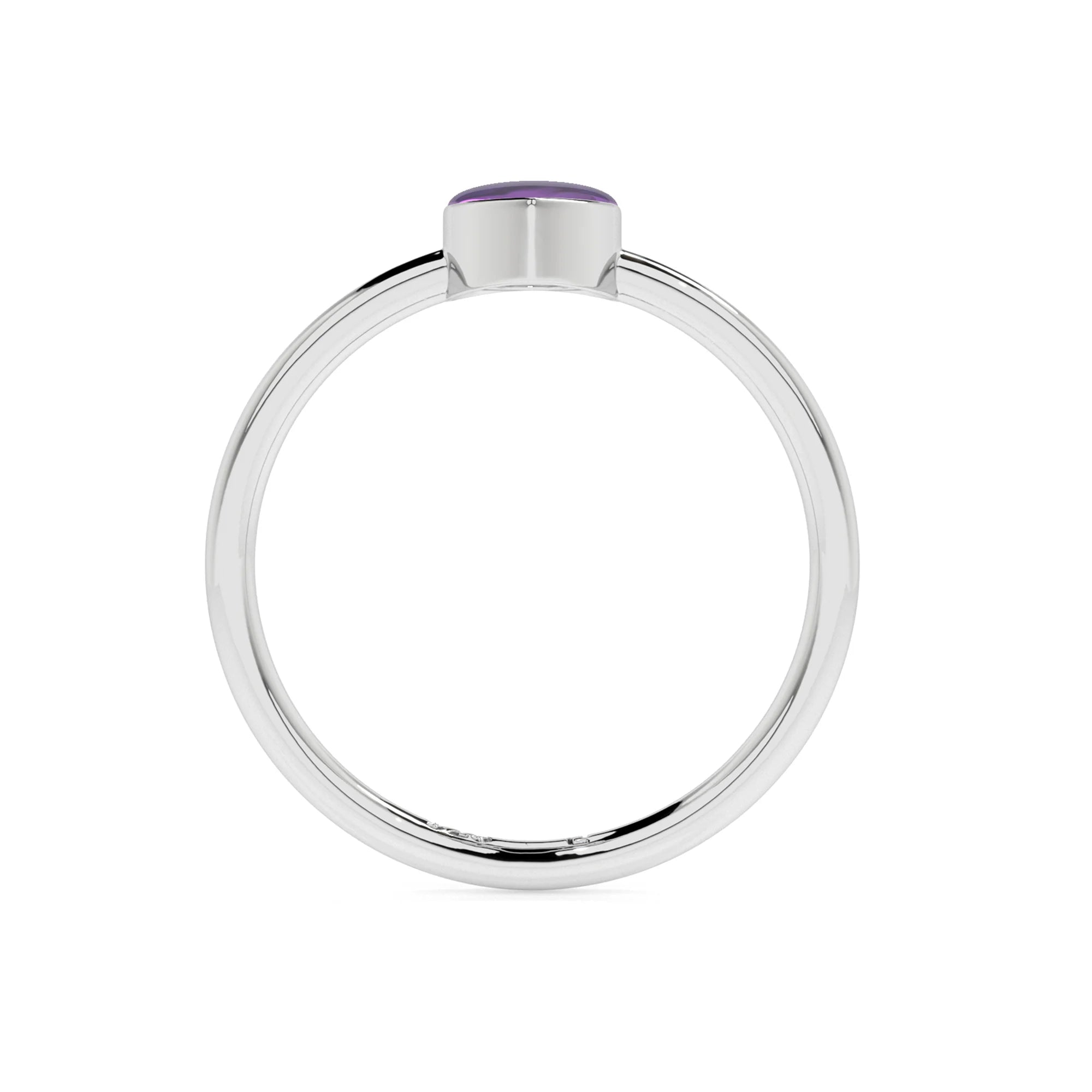 amethyst pear cab stackable bezel-set ring