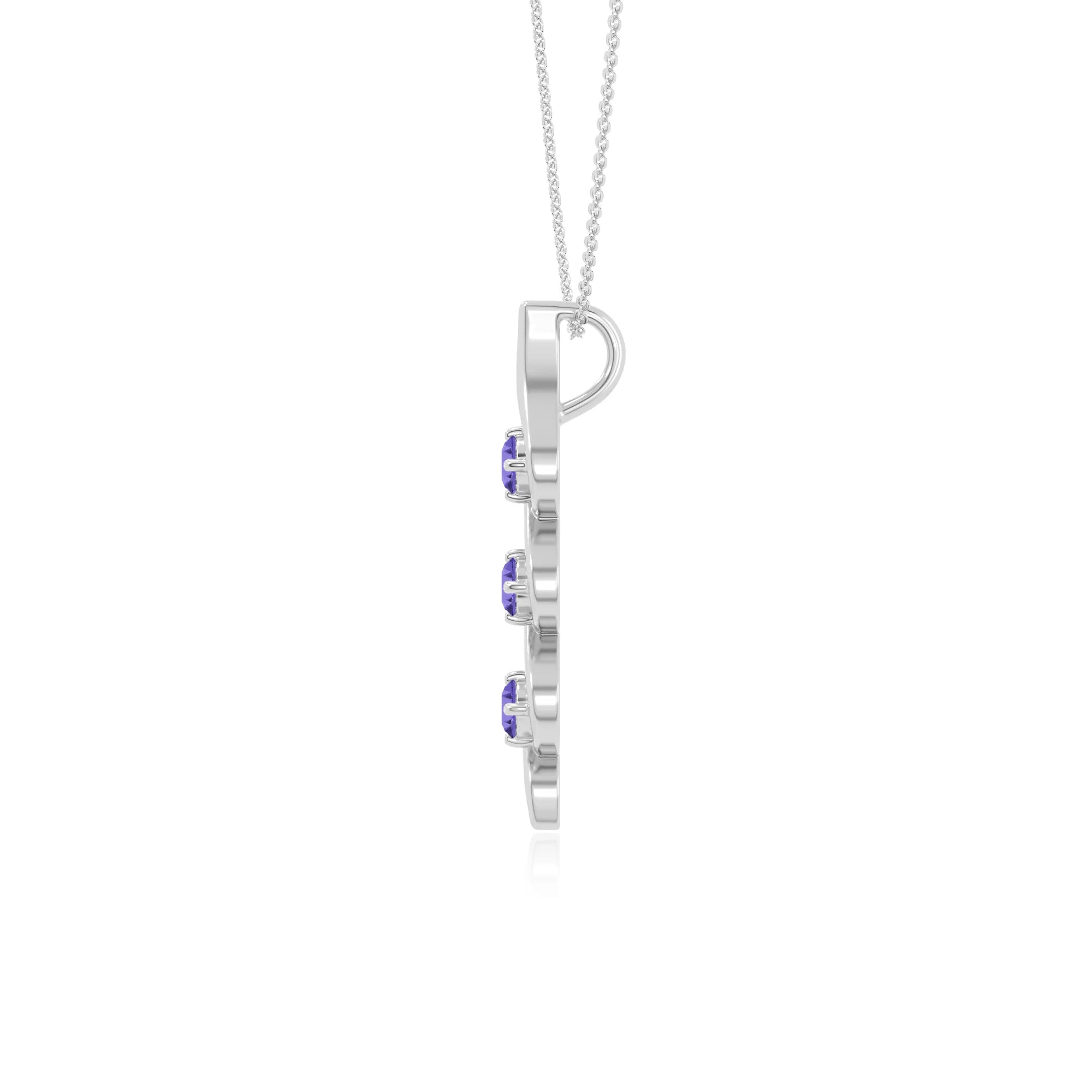 natural tanzanite 3 stone helix necklaces in sterling silver 