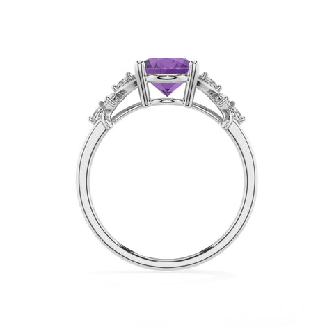 lab grown amethyst oval criss cross solitaire engagement ring