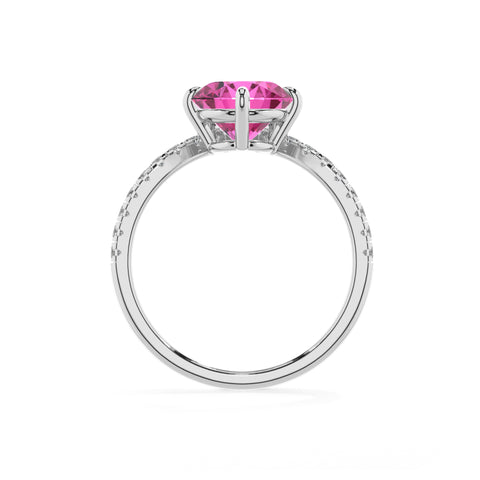 lab-grown pink-sapphire round solitaire engagement ring