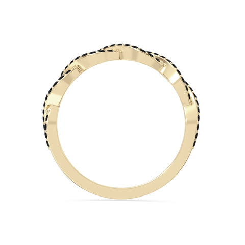 natural black onyx twisted wedding band rings in yellow gold vermeil