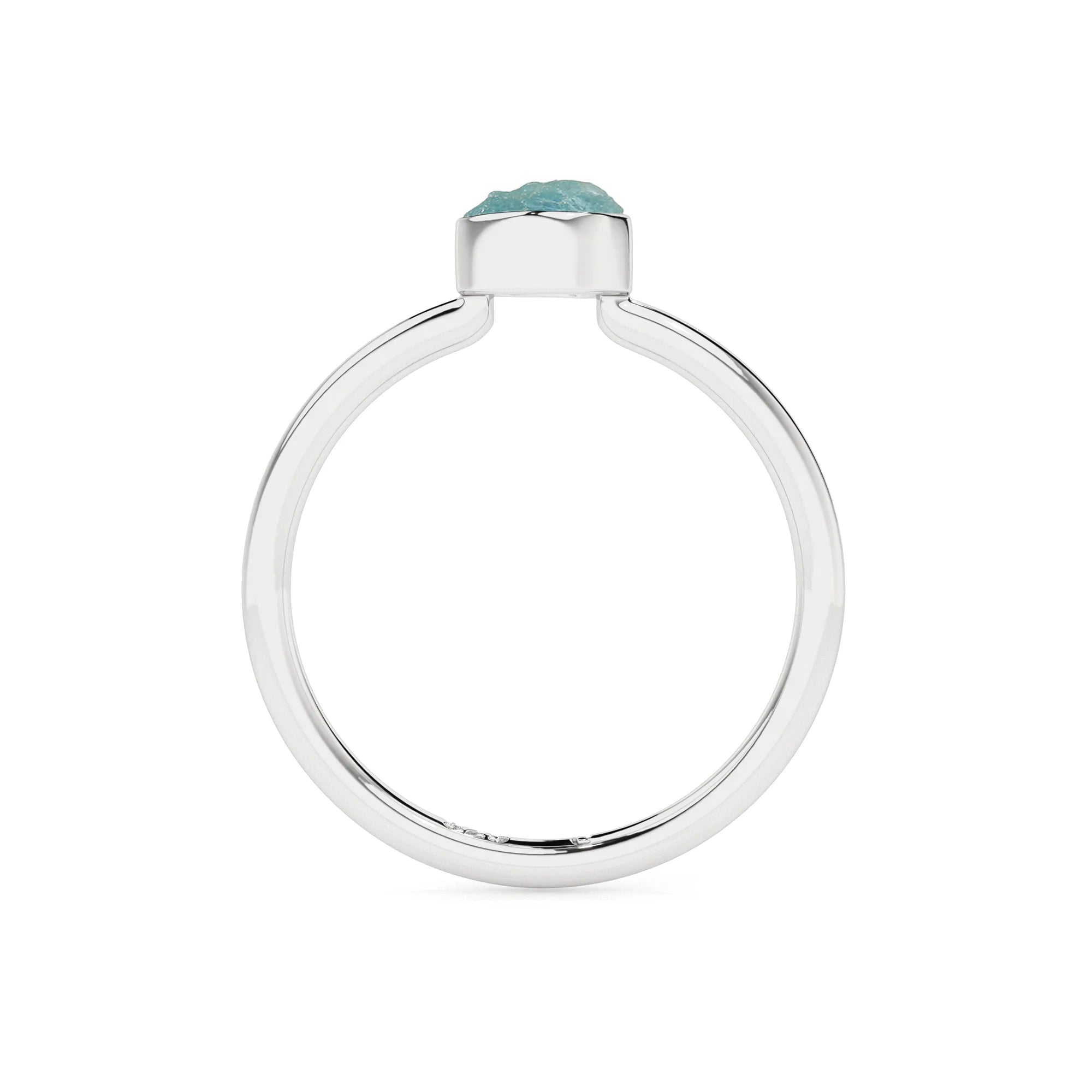 aquamarine rough shape stackable bezel-set ring