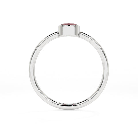 pink tourmaline round cut stackable bezel-set ring