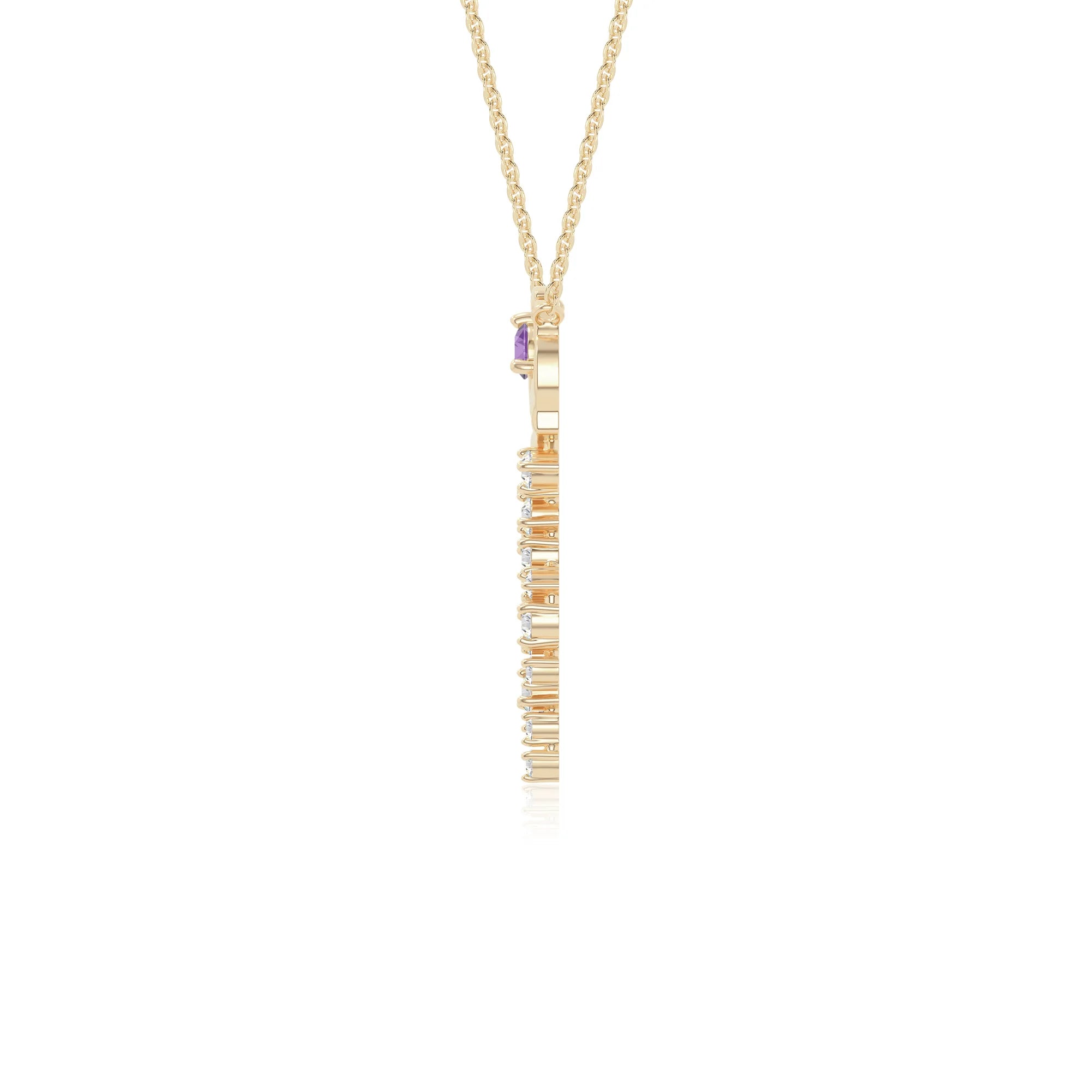 natural amethyst rose flower necklaces in yellow gold vermeil 