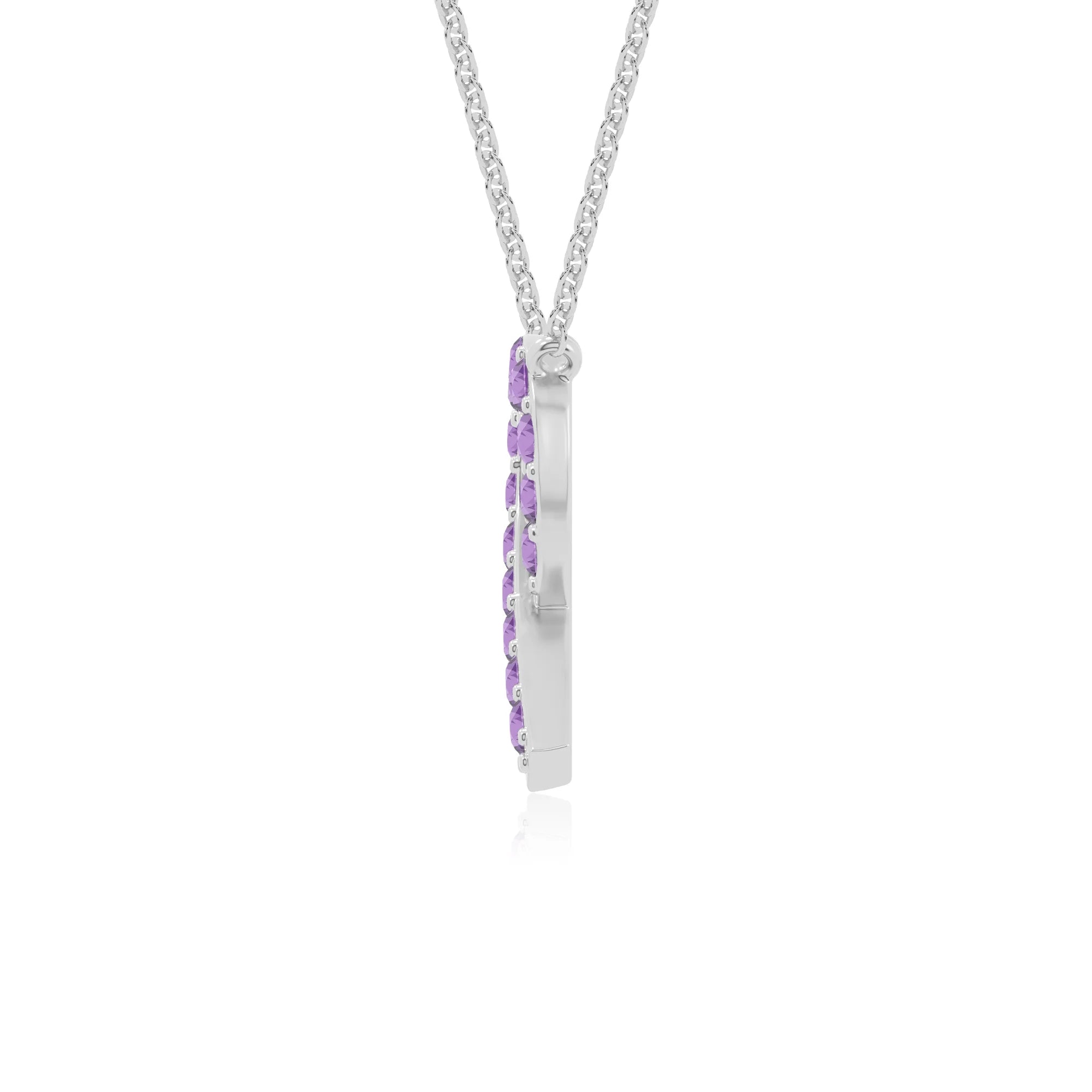 natural amethyst cancer ribbon necklaces in sterling silver 