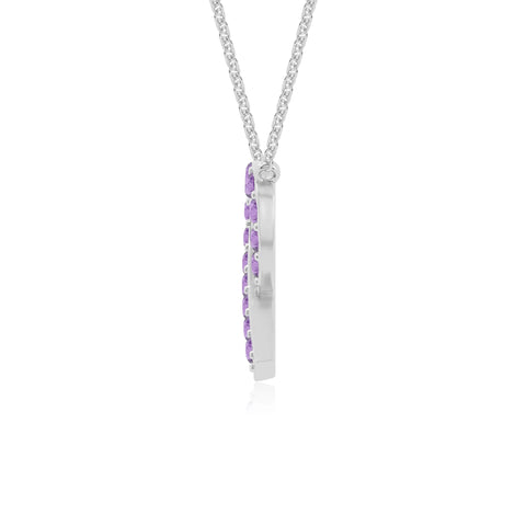 natural amethyst cancer ribbon necklaces in sterling silver 