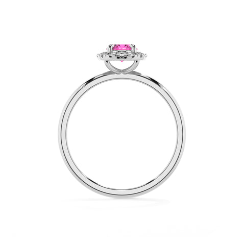 lab-grown pink-sapphire oval halo solitaire engagement ring