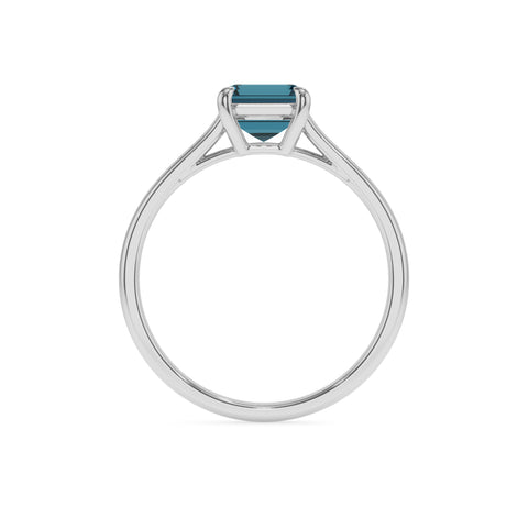 natural london blue topaz emerald cut solitaire engagement ring