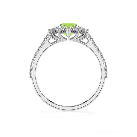 natural peridot oval half eterity halo solitaire engagement ring