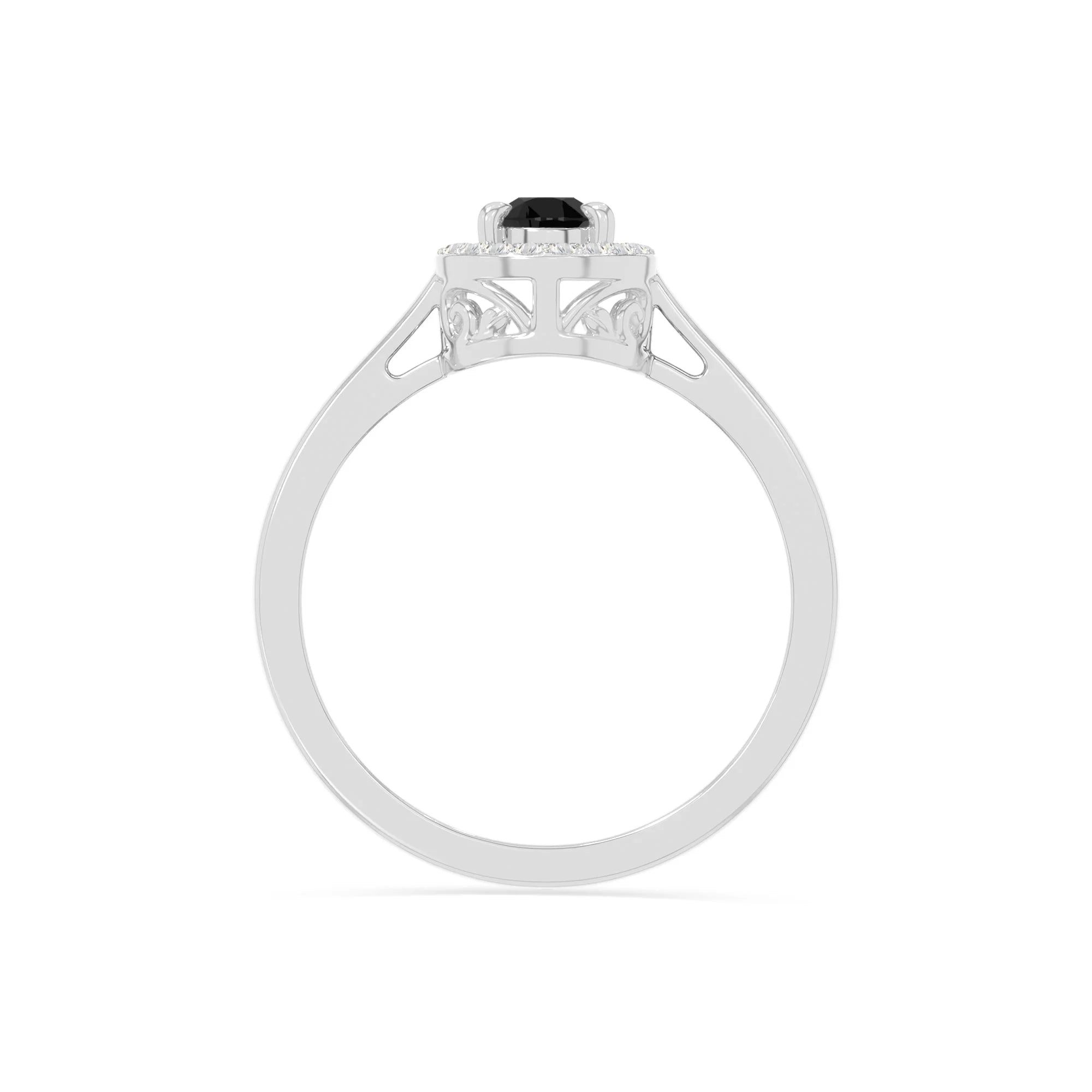 natural black onyx solitaire halo engagement rings in sterling silver 