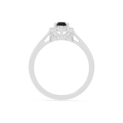 natural black onyx solitaire halo engagement rings in sterling silver 