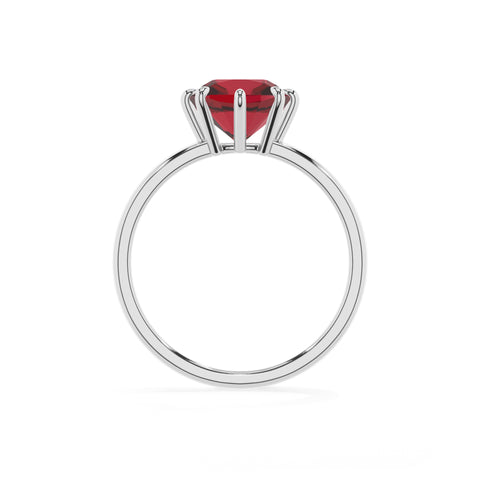 lab-grown ruby cushion solitaire engagement ring