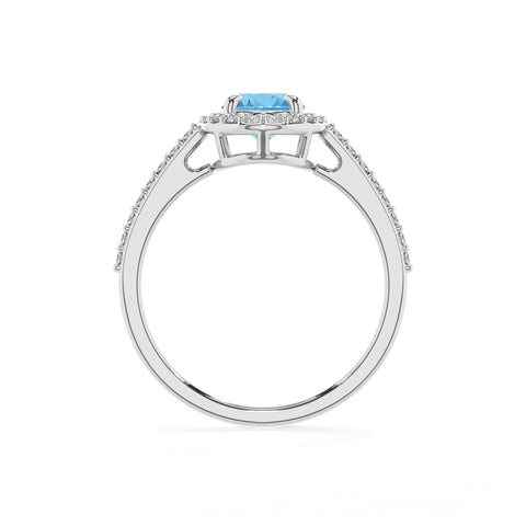 natural swiss blue topaz oval half eterity halo solitaire engagement ring