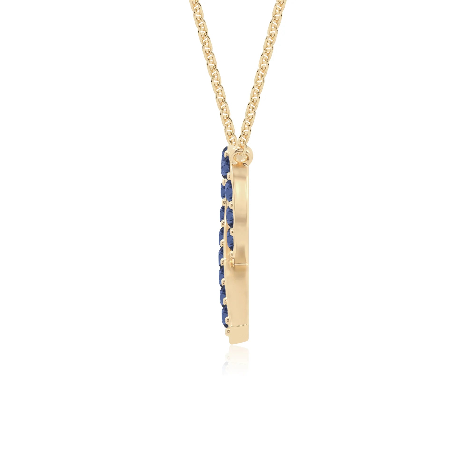 natural blue sapphire cancer ribbon necklaces in yellow gold vermeil 