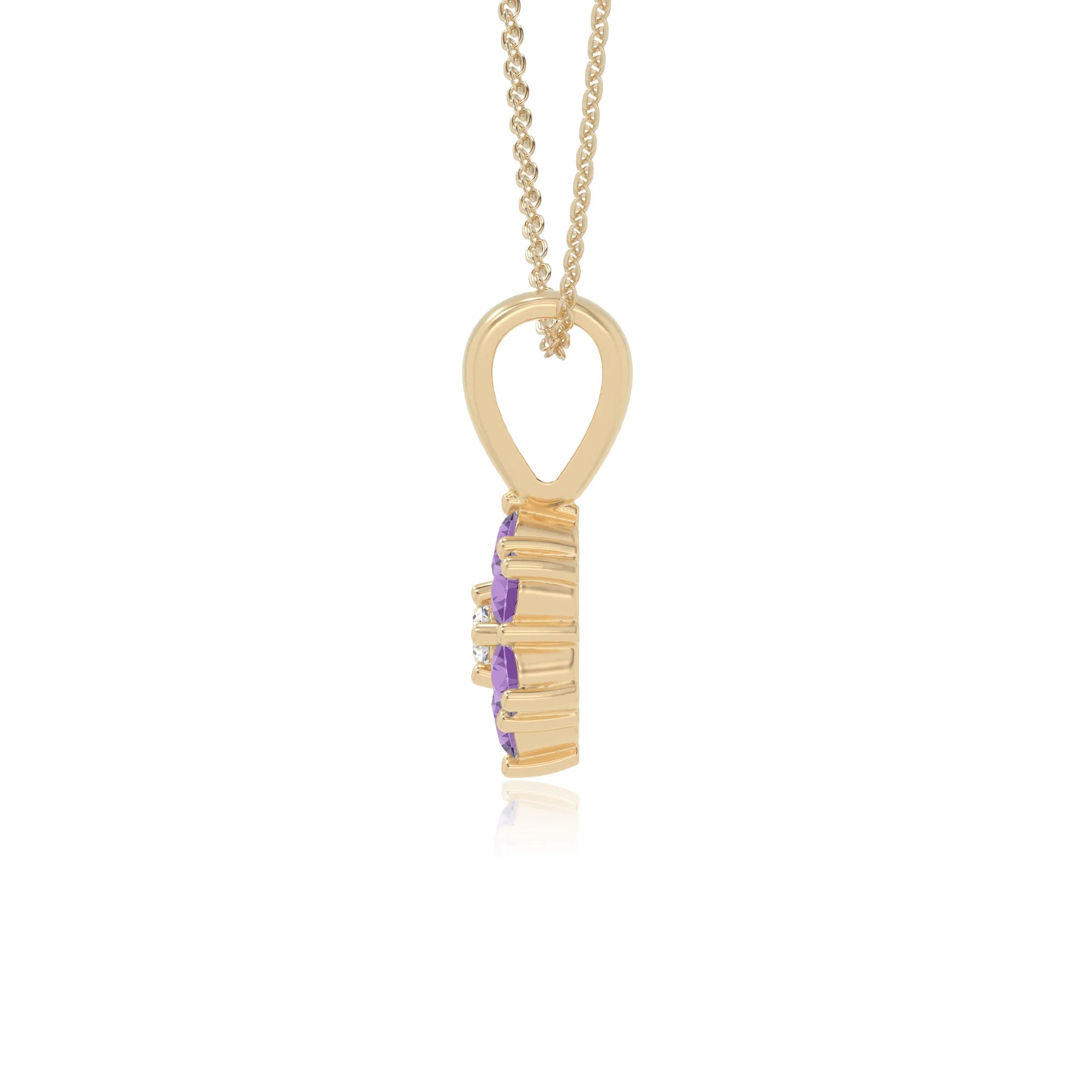 natural amethyst flower necklaces in yellow gold vermeil 