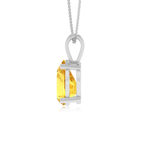 lab grown yellow sapphire pear shape solitaire v-bale pendant necklace