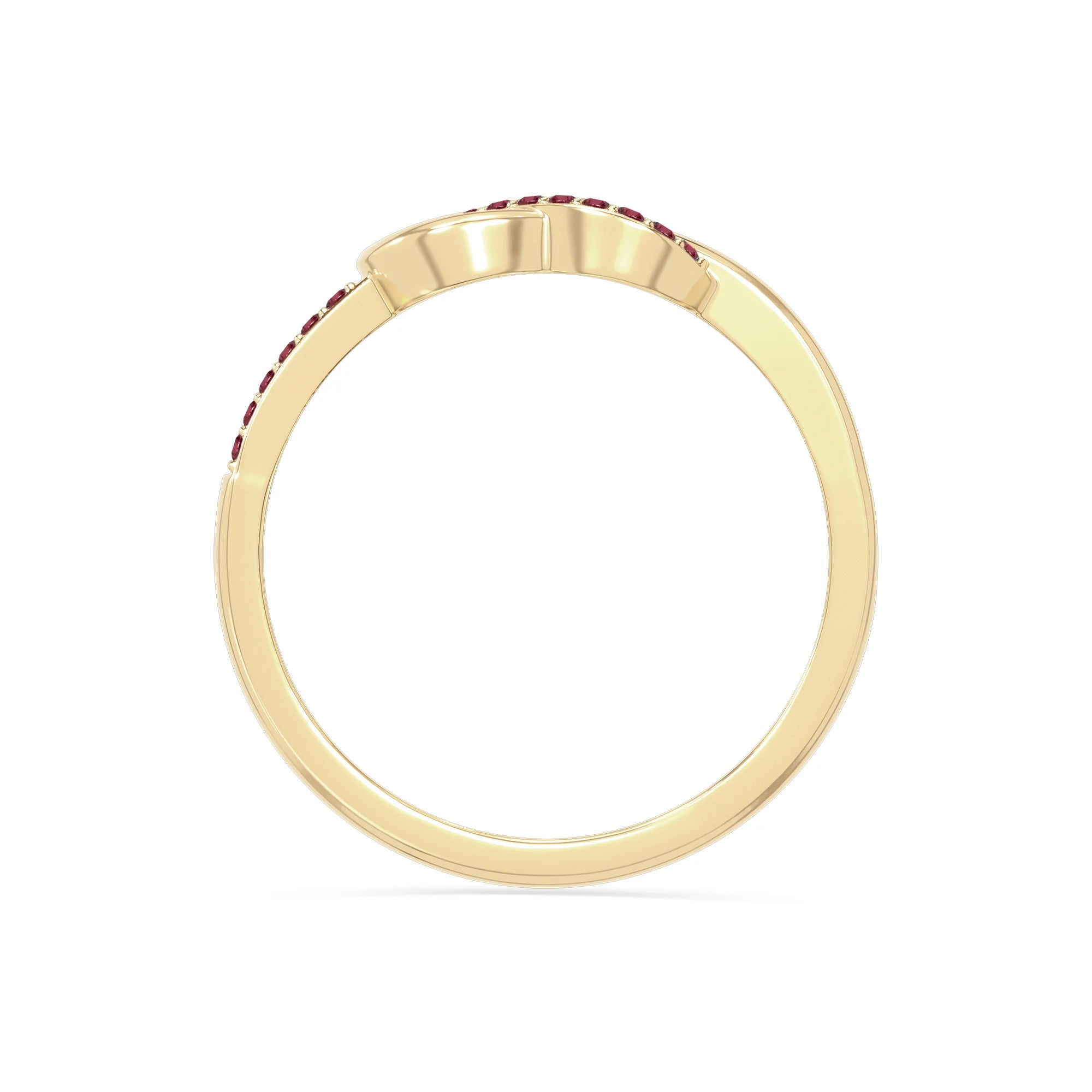 natural ruby infinity knot promise rings in yellow gold vermeil