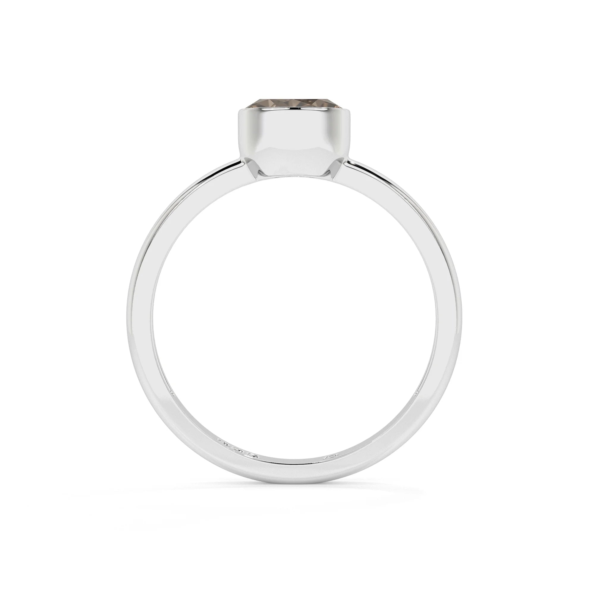 smoky quartz round cut stackable bezel-set ring