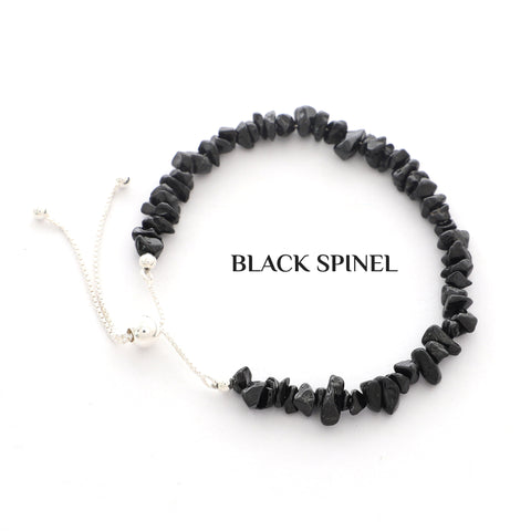 natural black-spinel rough shape bolo bracelet