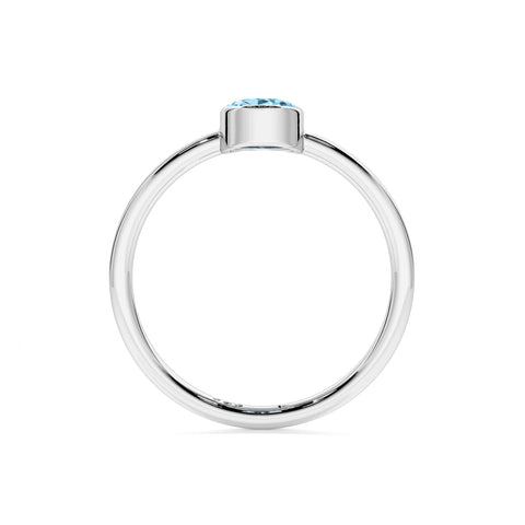 swiss blue topaz oval cut stackable bezel-set ring