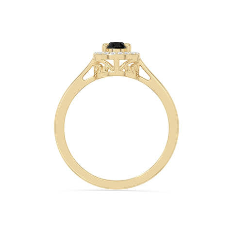 natural black onyx solitaire halo engagement rings in yellow gold vermeil
